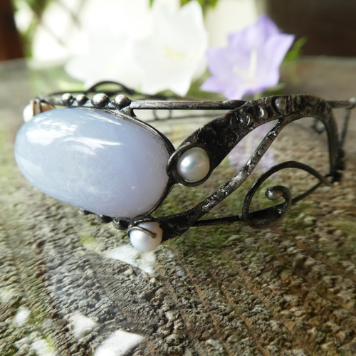 Náramek - chalcedon, říční perly — foto 4