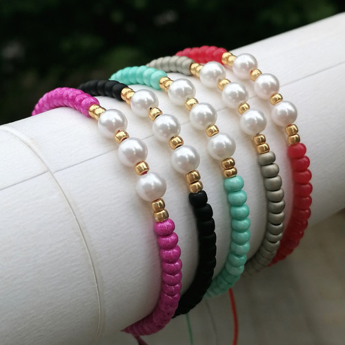 White Pearl&Seed Beads Single Strand Bracelet — foto 2
