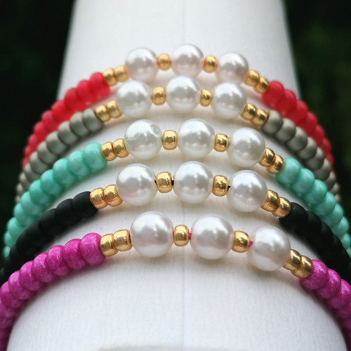 White Pearl&Seed Beads Single Strand Bracelet — foto 3