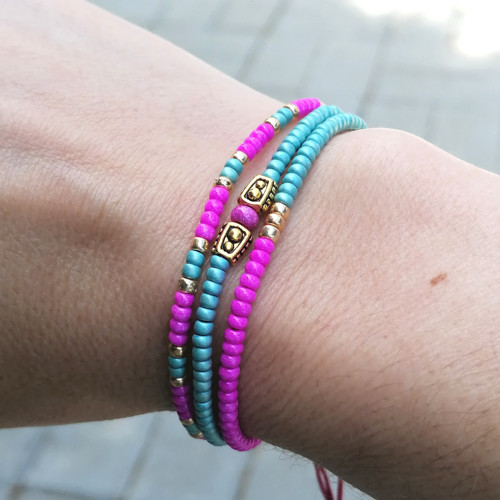 Triple Strand Seed Beads Bracelet — foto 3