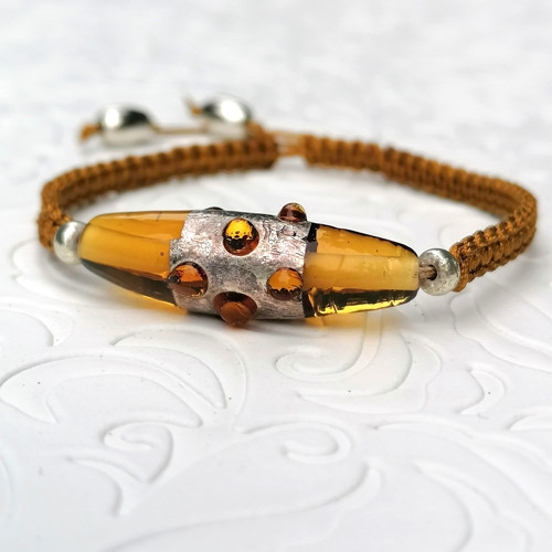 Lampwork Honey Bead-Macrame Bracelet — foto 3