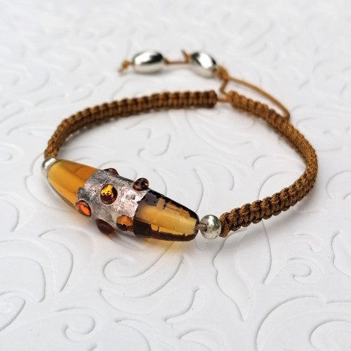 Lampwork Honey Bead-Macrame Bracelet — foto 2