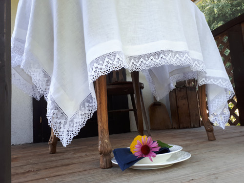 Lněný ubrus Luxury Linen White — foto 5