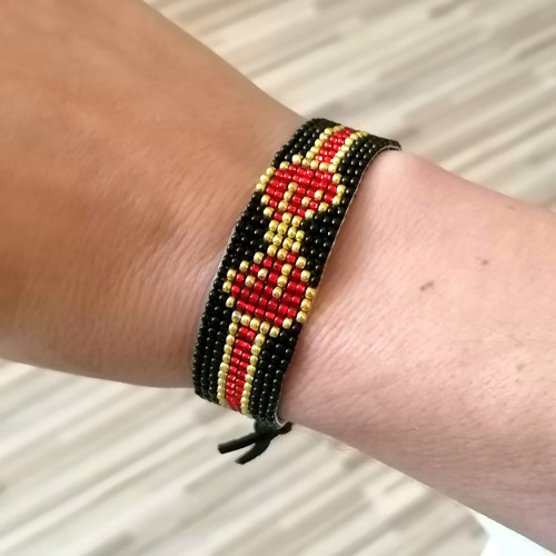 Red Bow-Loom Beaded Bracelet — foto 3