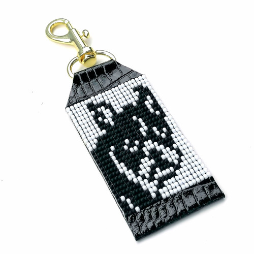 Boston Terrier-Leather Beaded Keychain — foto 2