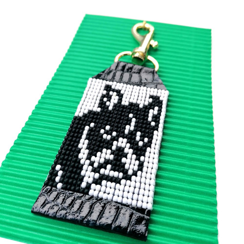 Boston Terrier-Leather Beaded Keychain — foto 4