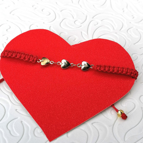 Heart Charm-Red Macrame Bracelet — foto 4