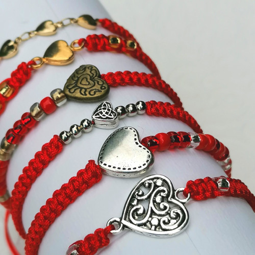 Heart Charm-Red Macrame Bracelet — foto 3