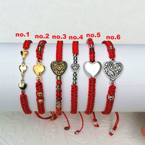 Heart Charm-Red Macrame Bracelet — foto 2
