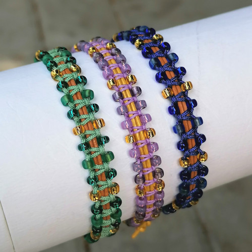 Boho Leather Macrame Beaded Bracelet — foto 2