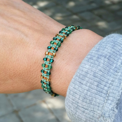 Boho Leather Macrame Beaded Bracelet — foto 5