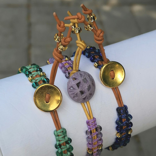 Boho Leather Macrame Beaded Bracelet — foto 4