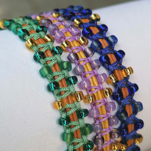 Boho Leather Macrame Beaded Bracelet — foto 3