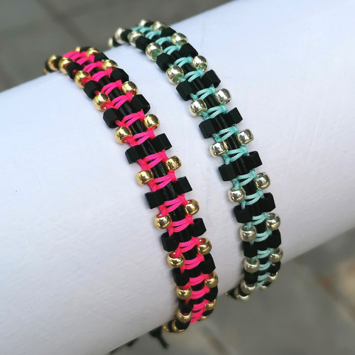 Boho Leather Macrame Beaded Bracelet — foto 2