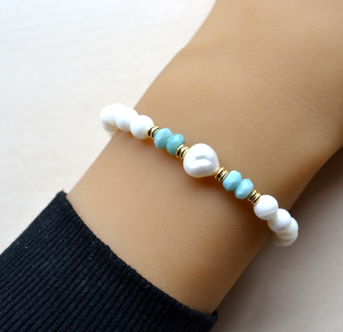Zéva*Larimar*Keshi PERLA*náramek — foto 3