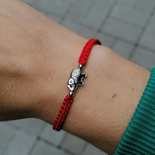 Elephant Charm-Red Macrame Bracelet — foto 4