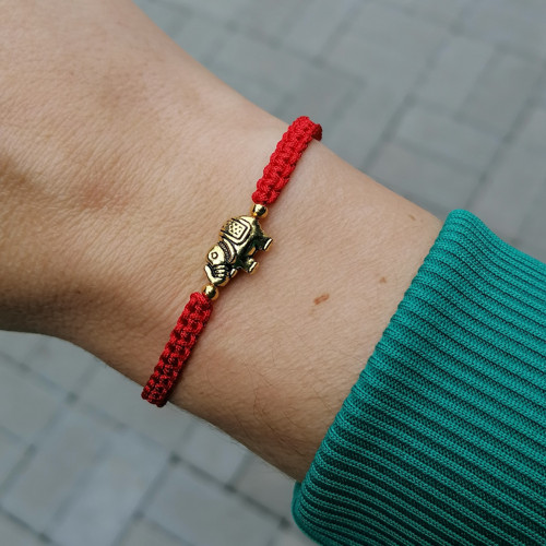 Elephant Charm-Red Macrame Bracelet — foto 5