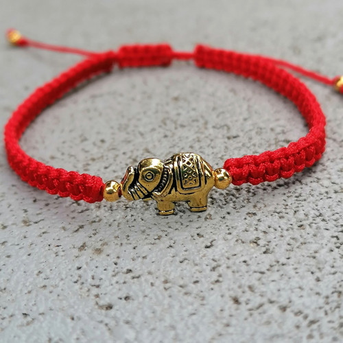Elephant Charm-Red Macrame Bracelet — foto 3