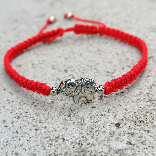 Elephant Charm-Red Macrame Bracelet — foto 2