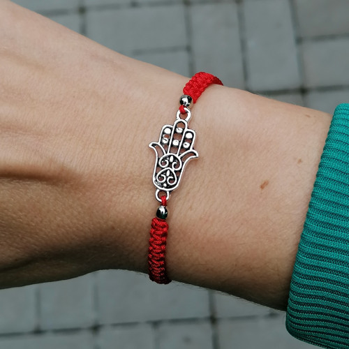 Fatima Hamsa Hand-Red Macrame Bracelet — foto 5