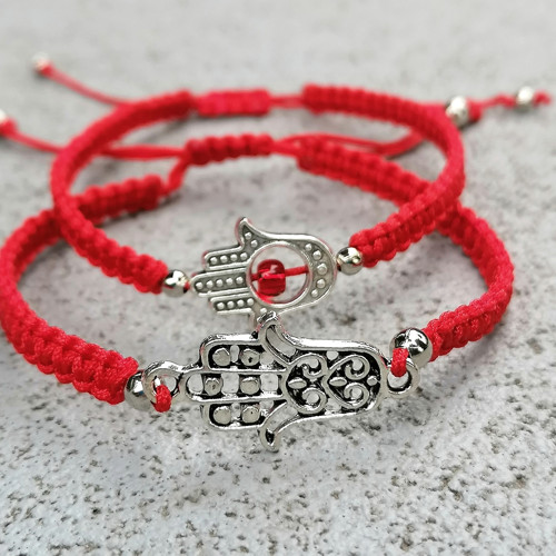Fatima Hamsa Hand-Red Macrame Bracelet — foto 6