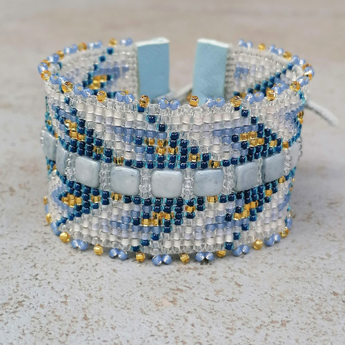 Ice Blue-Boho Beaded Cuff Bracelet — foto 2