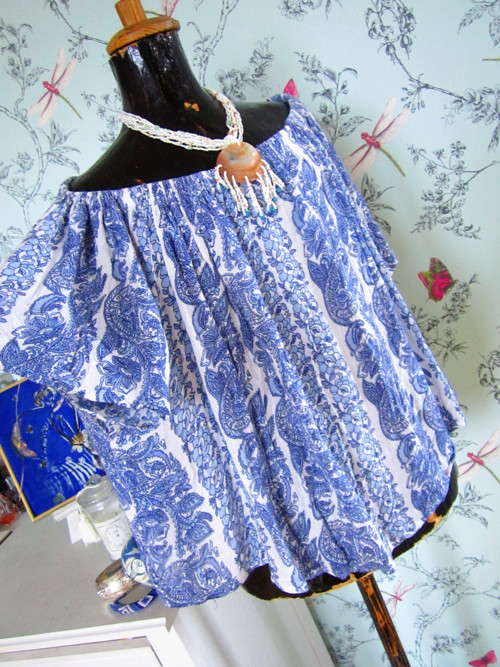 Boho top modrobílý — foto 2