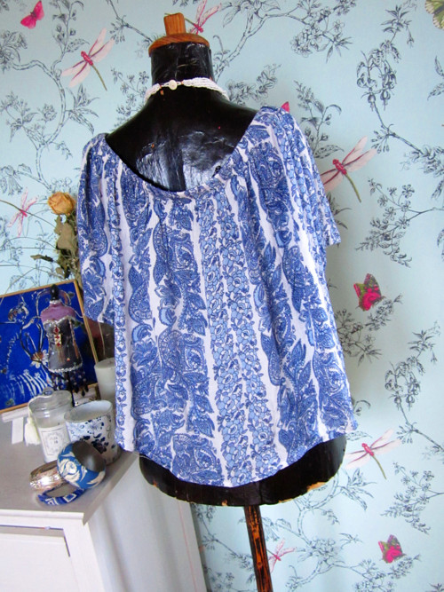 Boho top modrobílý — foto 3