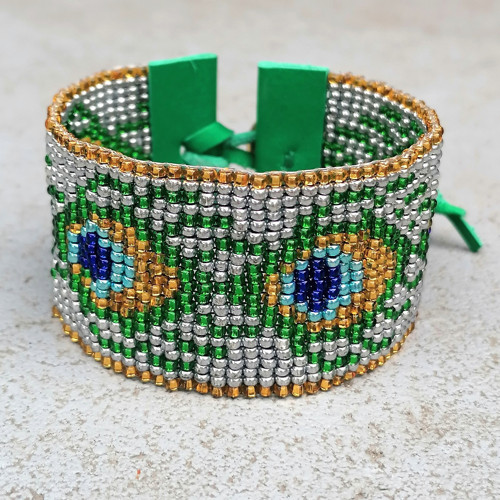 Peacock Feathers-Glitter Beaded Bracelet — foto 2