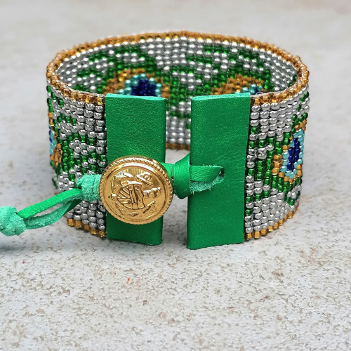 Peacock Feathers-Glitter Beaded Bracelet — foto 3