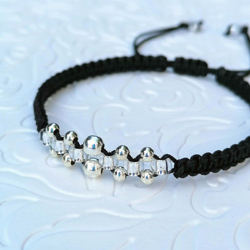 Gold Balls-Black Macrame Bracelet — foto 5