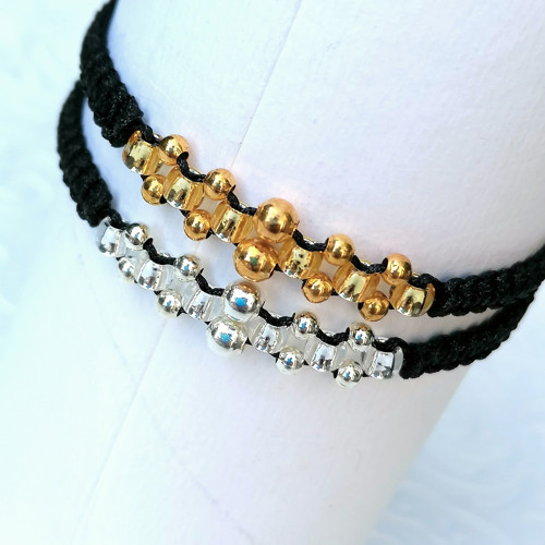 Silver Balls-Black Macrame Bracelet — foto 5