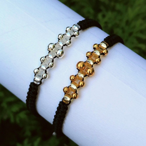 Silver Balls-Black Macrame Bracelet — foto 4