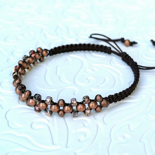 Copper Balls-Brown Macrame Bracelet — foto 2