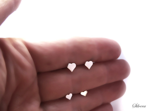 Stříbrné 925 Naušnice, Malá srdíčka, Mini hearts — foto 2