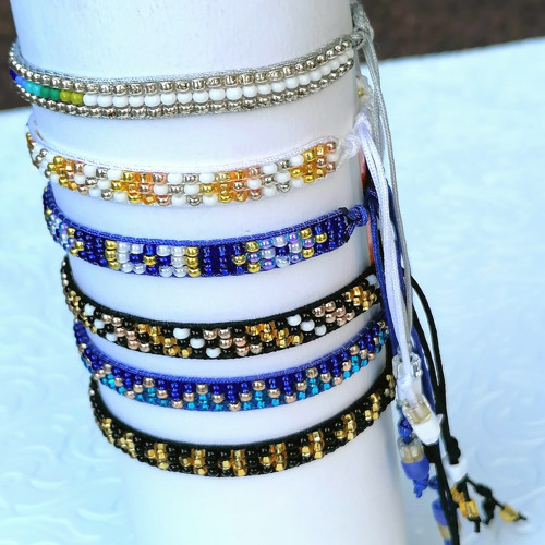 Royal Blue Tiny Boho Wrap Seed Beads Bracelet — foto 4