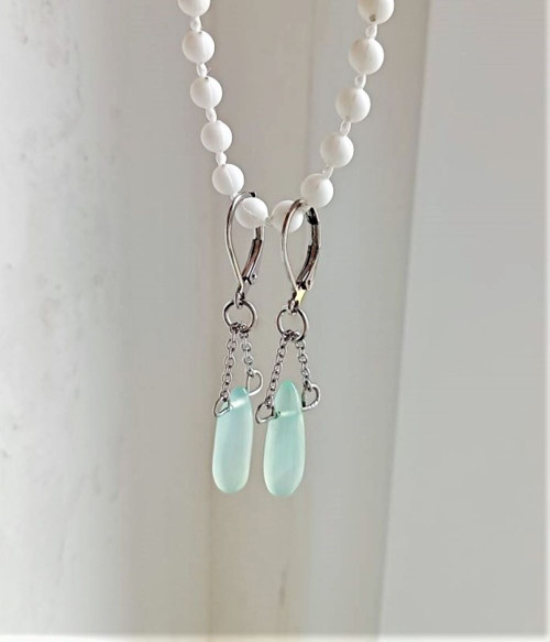 Náušnice chalcedon mint — foto 3