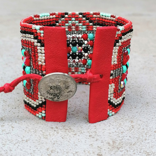 Boho Chic-Cuff Beaded Bracelet In Red — foto 3