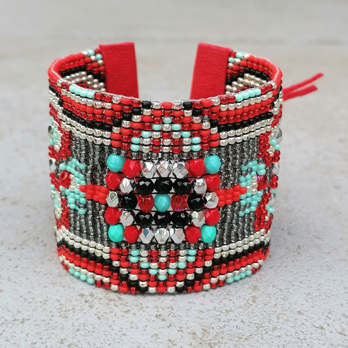 Boho Chic-Cuff Beaded Bracelet In Red — foto 2