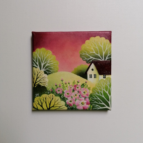 S růžovým keřem (15x15cm) — foto 5