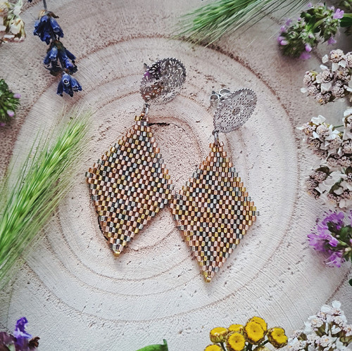 Sunny mandala - šité náušnice — foto 2