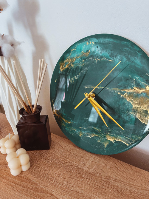Zelené nástěnné hodiny "Marble Effect" — foto 3