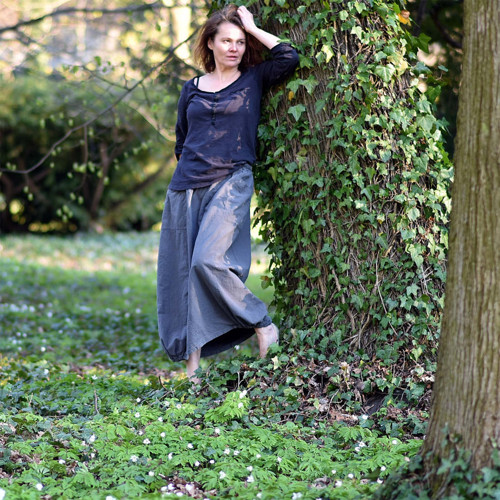 Šedá sukně - maxisukně bavlněné plátno — foto 2