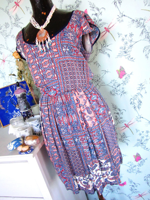 Šaty boho modrobílorůžový patchwork — foto 2