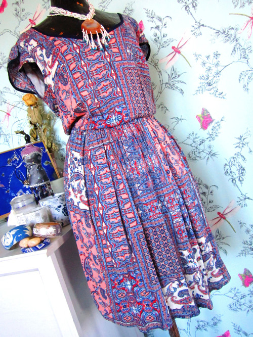 Šaty boho modrobílorůžový patchwork — foto 3