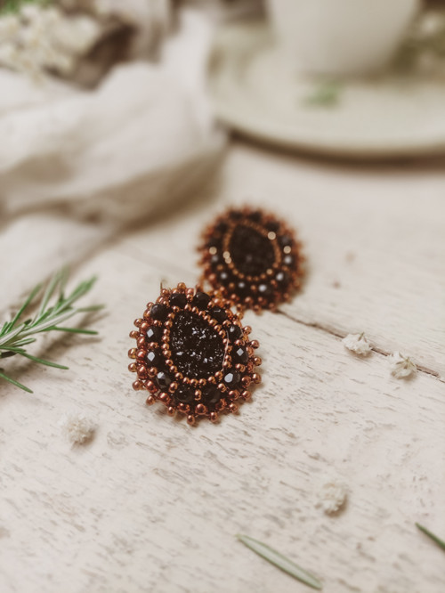 Druzy earrings n.7 - vyšívané náušnice — foto 4