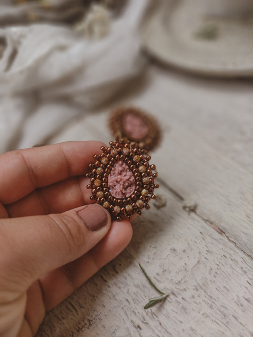 Druzy earrings n.9 - vyšívané náušnice — foto 2