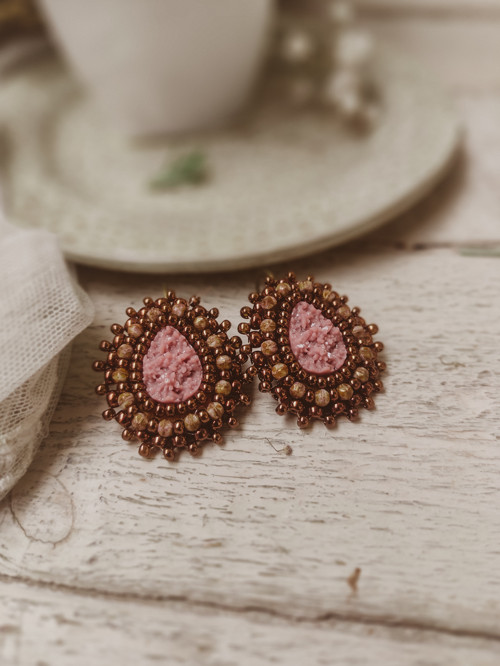 Druzy earrings n.9 - vyšívané náušnice — foto 4