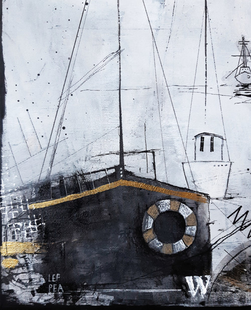 Golden harbor - 50x50cm — foto 5