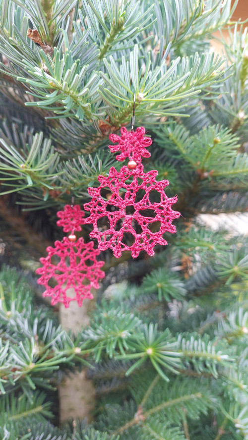 Háčkované náušnice - bordó — foto 2